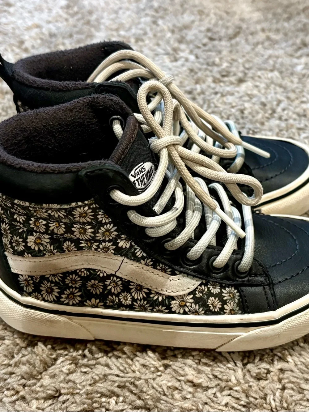 Vans MTE Kids Black & White Floral High-Top Kids Sneakers